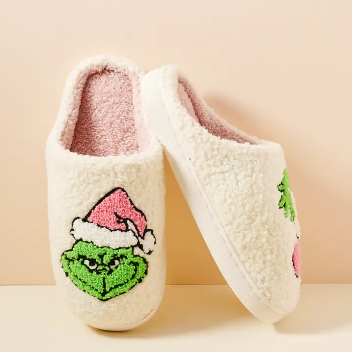 Grinch White Slippers