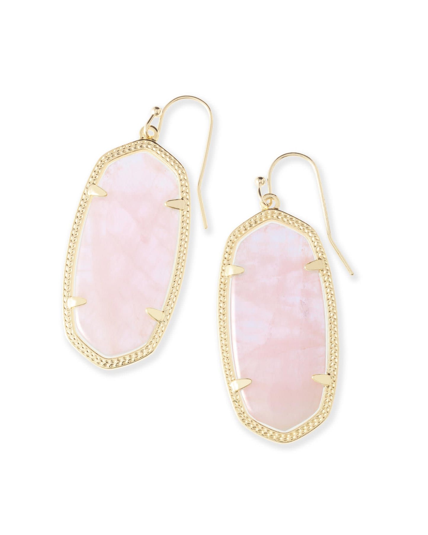 Elle Gold Drop Earrings in Rose Quartz