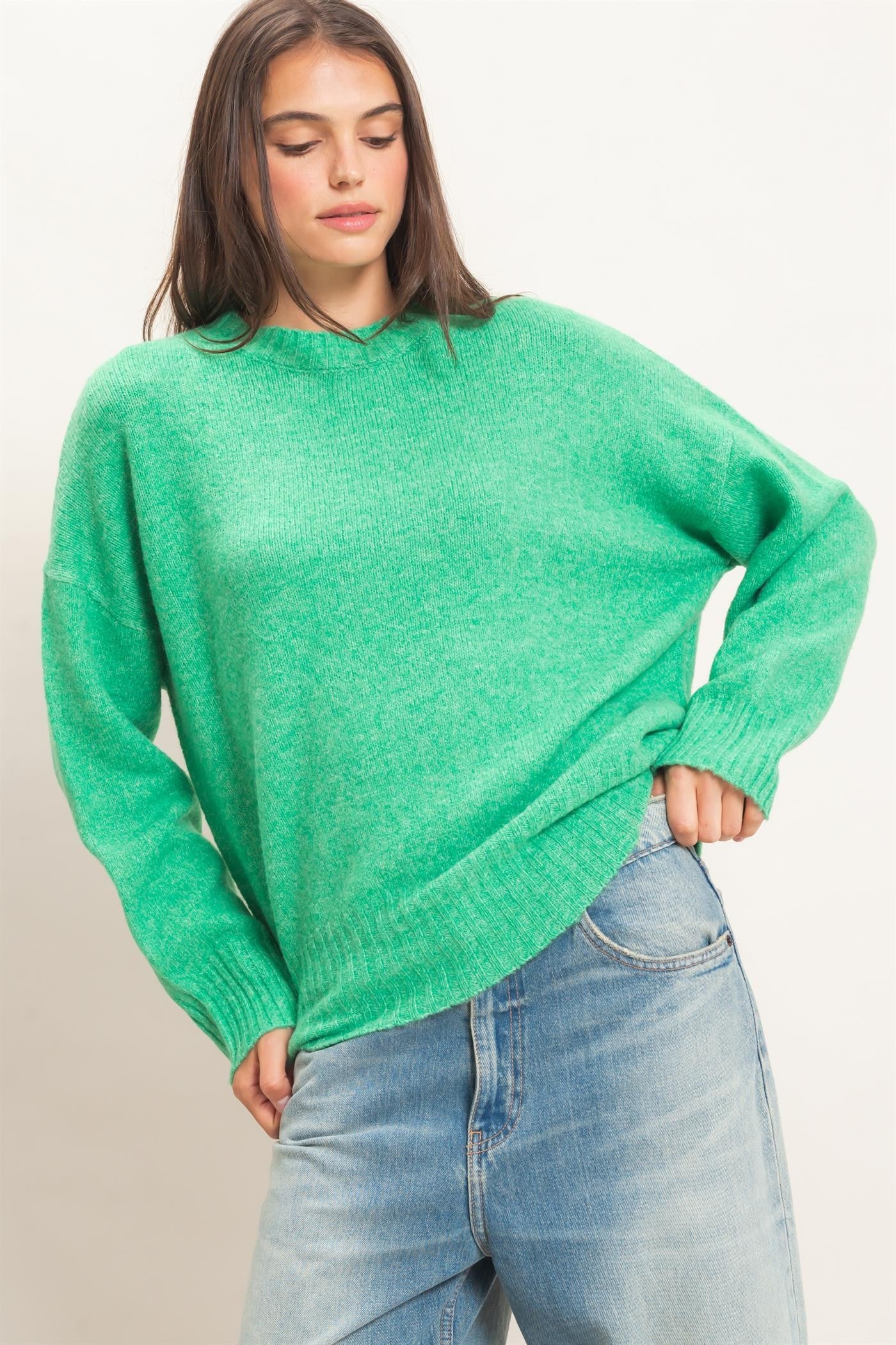 Easy Sunday Green Sweater