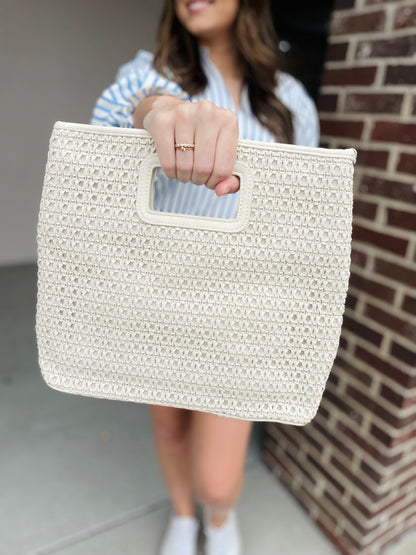 Rio Faux Cane White Handle Tote