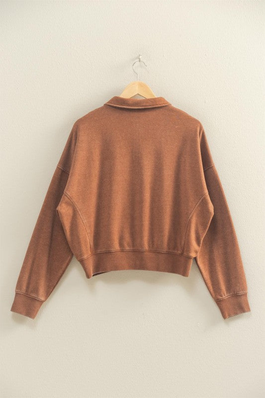 There For It Chestnut Half Zip Sweatshirt – Ribbon Chix