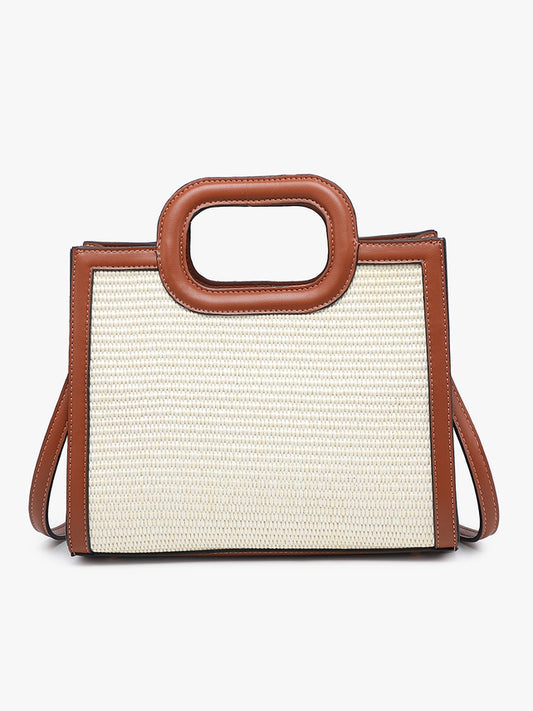Aubrey Square Straw Brown Crossbody