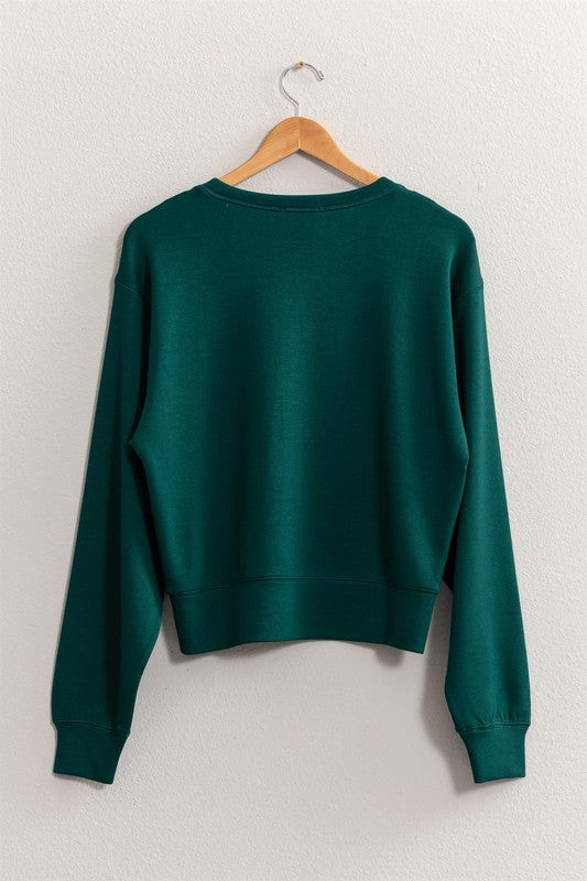 Warm Embrace Green Sweatshirt Top