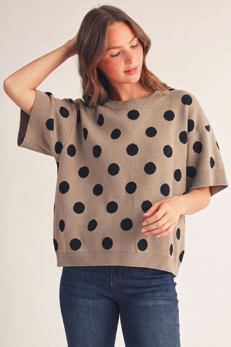 A Spot of Style Taupe Sweater Top