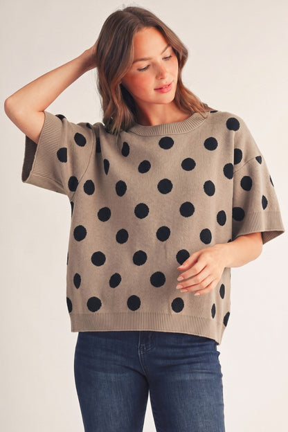 A Spot of Style Taupe Sweater Top