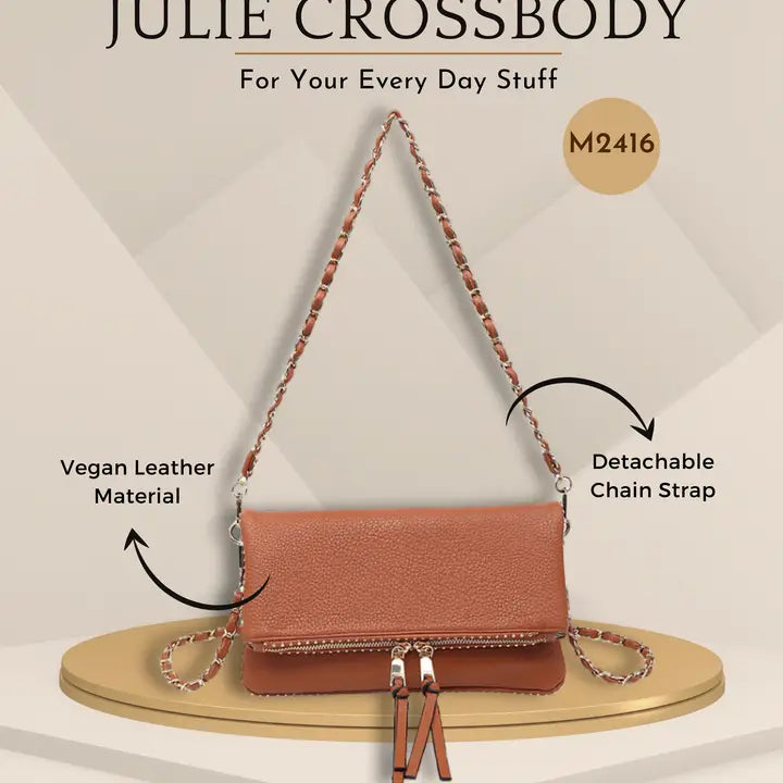 Julie Studded Brown Crossbody Bag