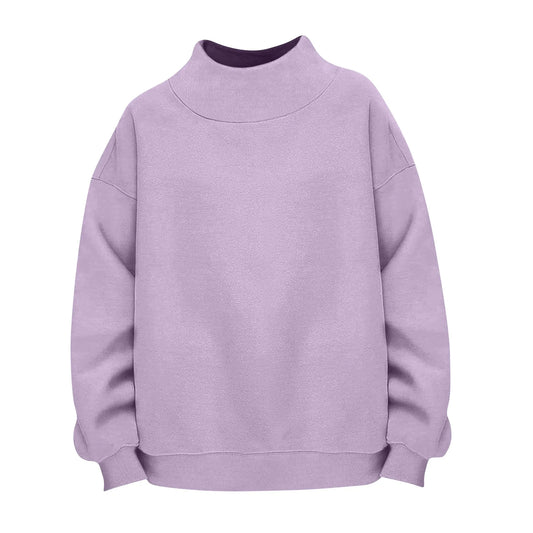 Lingo Mock Neck Crew Lavender Fleece Sweatshirt