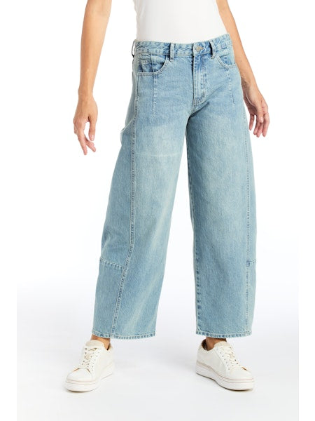Julie High Rise Barrel Crop Light Wash Denim