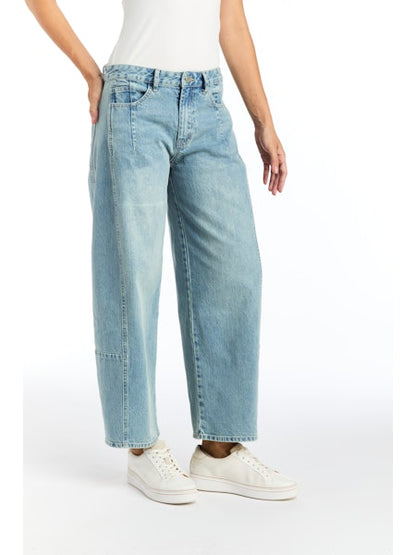 Julie High Rise Barrel Crop Light Wash Denim
