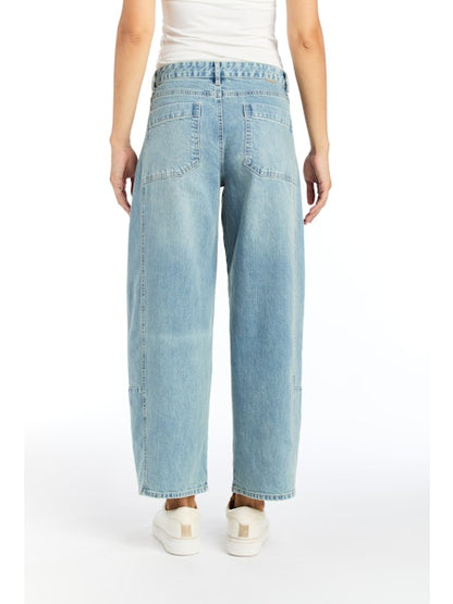 Julie High Rise Barrel Crop Light Wash Denim