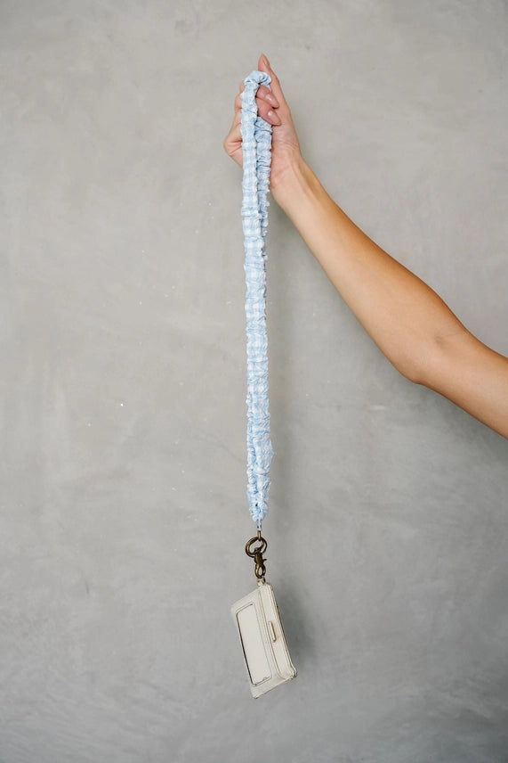 Glacier Blue Gingham Lanyard