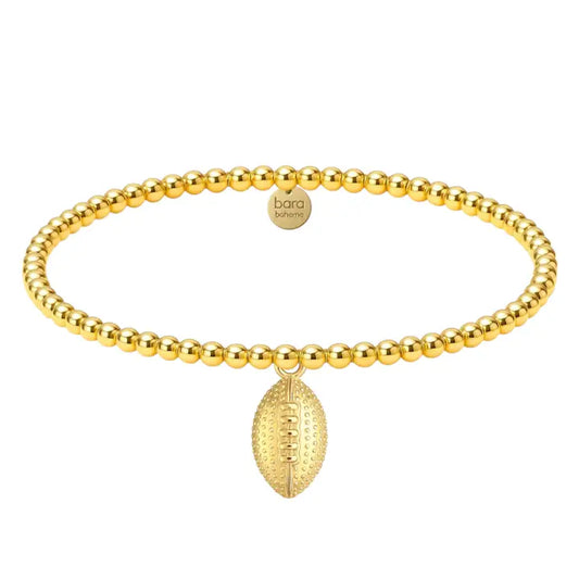 Football Charm 14K Gold Filled Beaded Bracelet