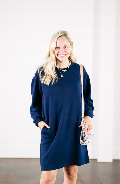 AirEssentials Timeless Navy Crew Neck Dress