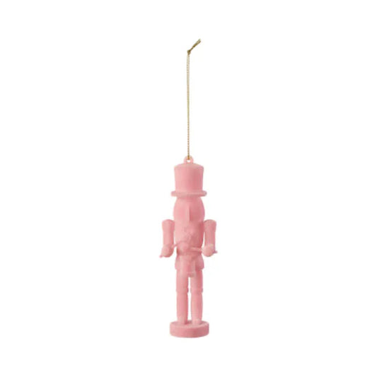 Flocked Toy Soldier Light Pink Ornament