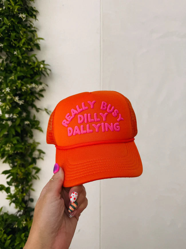 Dilly Dallying Orange Trucker  Cap