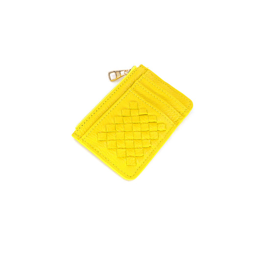 Key Chain Yellow Woven Wallet