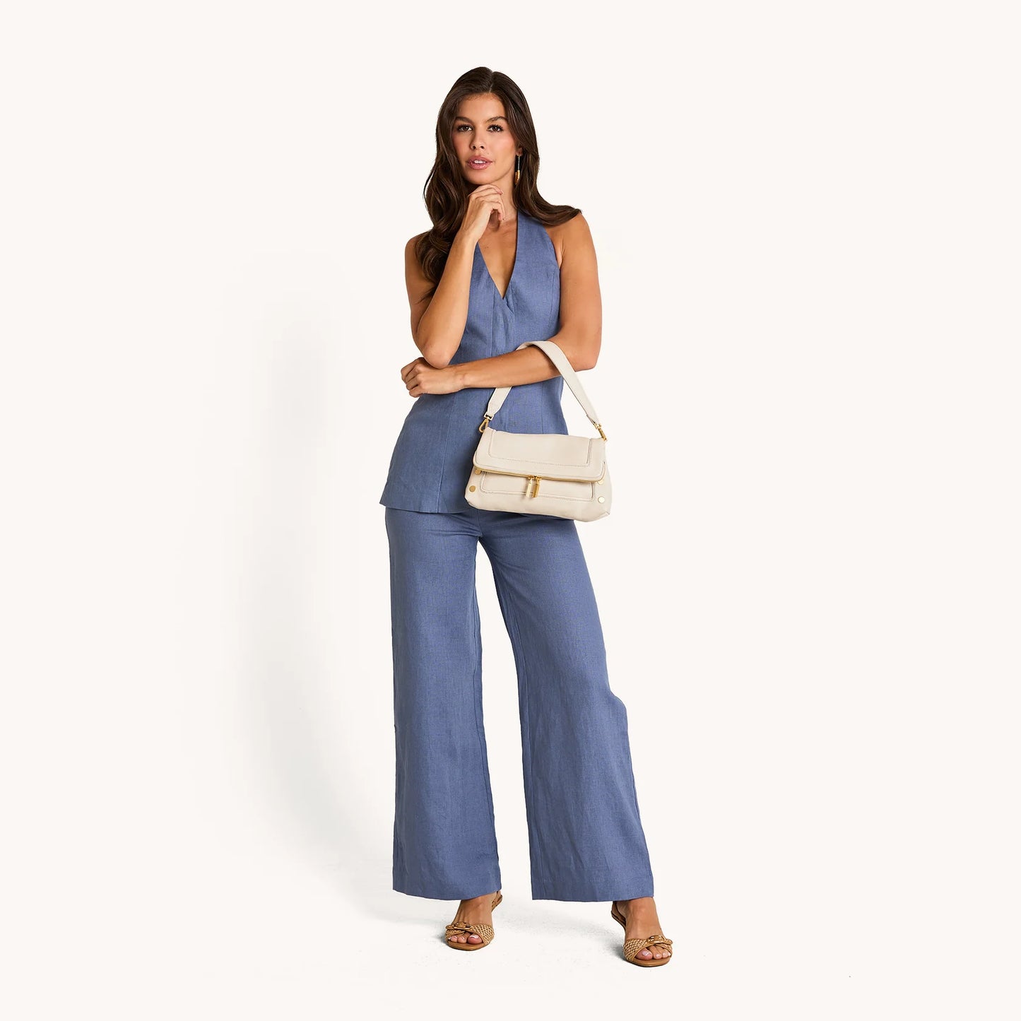 Beverly Med Catamaran Cream/Brushed Gold Handbag