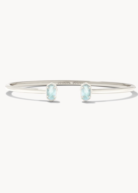 Emilie Silver Cuff Bracelet in Light Blue Illusion