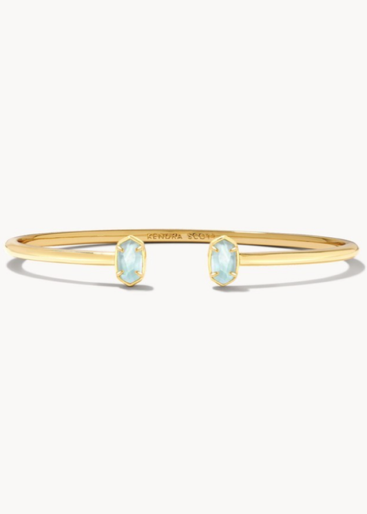Emilie Gold Cuff Bracelet in Light Blue Illusion
