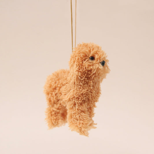 Furry Poodle Light Red Ornament