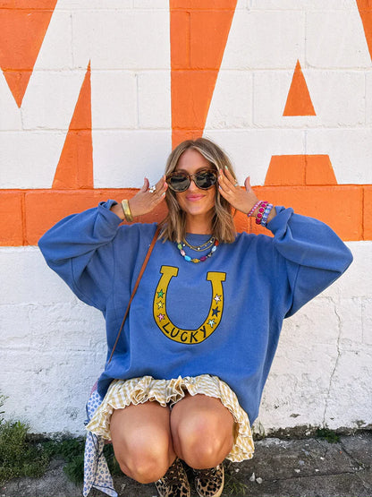 Lucky You Blue Sweatshirt