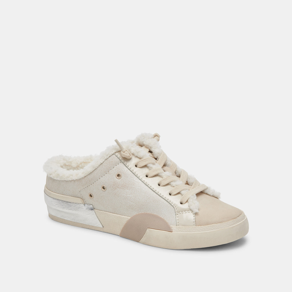 Zantel Off White Cracked Leather Sneaker