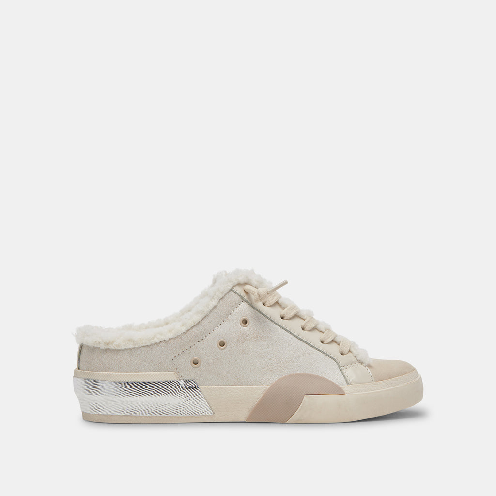 Zantel Off White Cracked Leather Sneaker