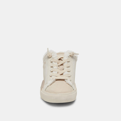 Zantel Off White Cracked Leather Sneaker