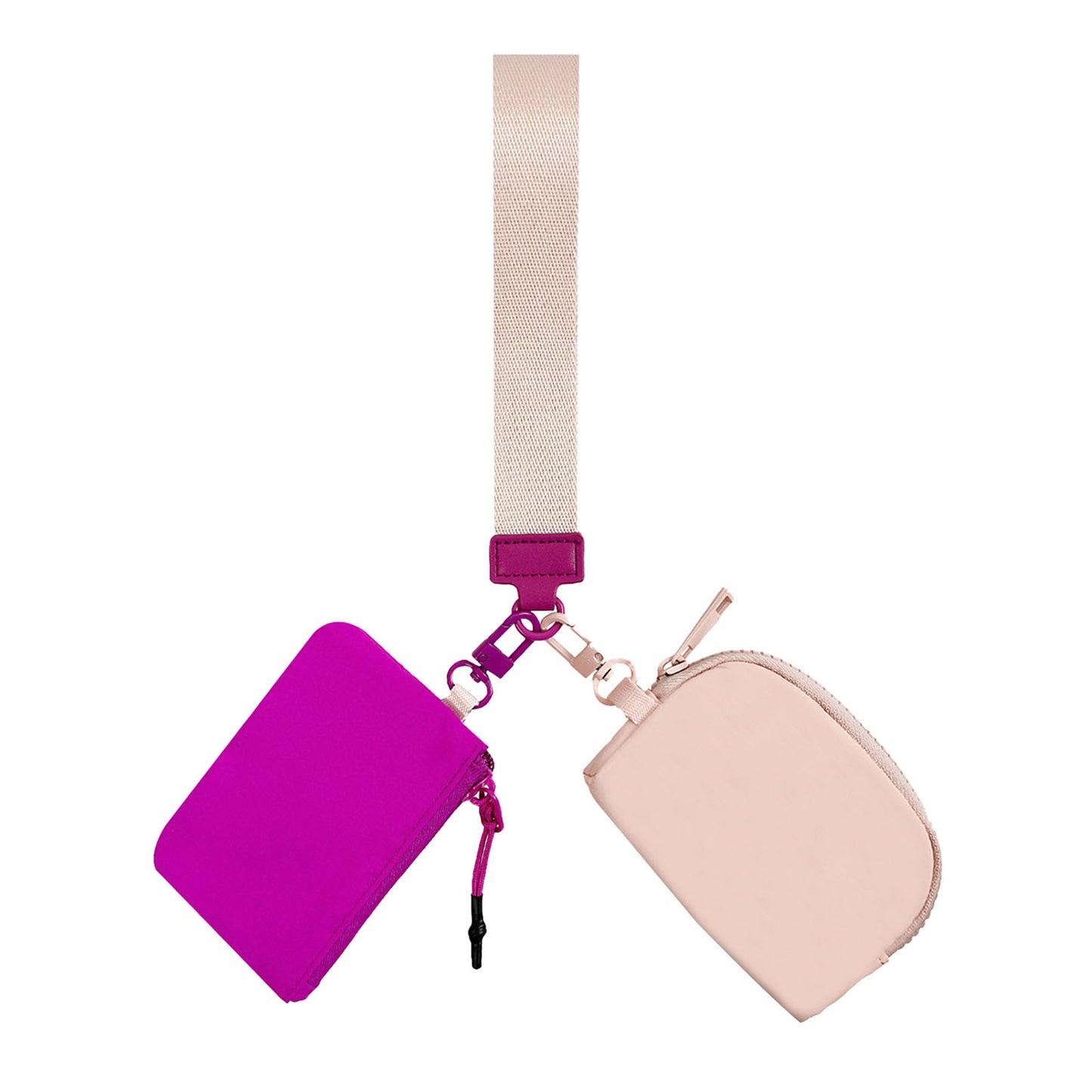 Double Pouch Peach/Magenta Wristlet