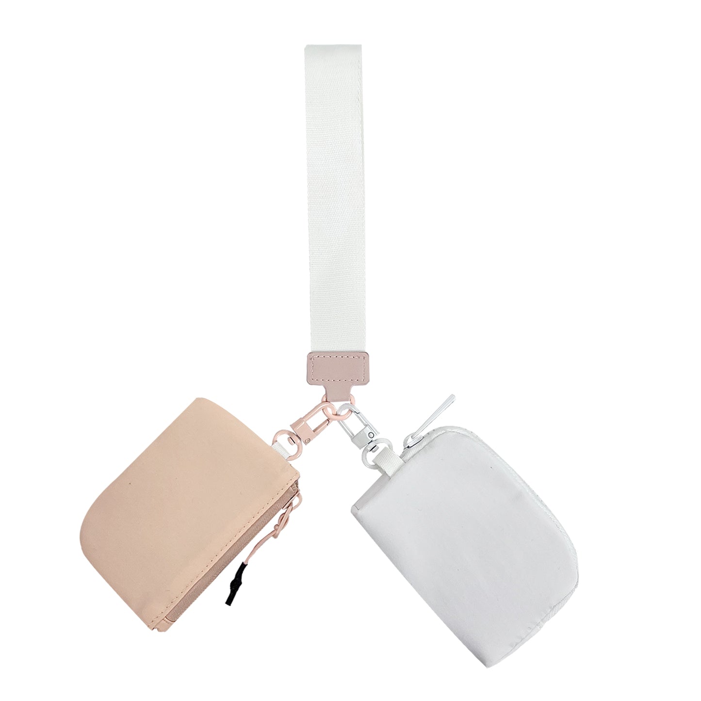 Double Pouch Peach/White Wristlet