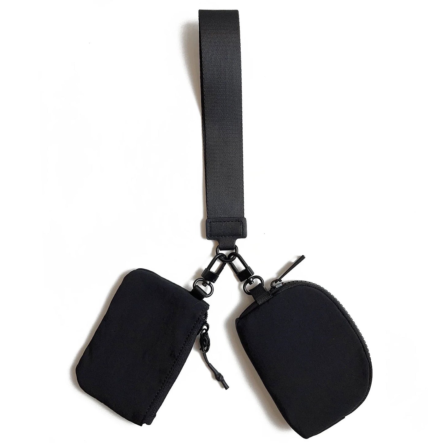 Double Pouch Black Wristlet