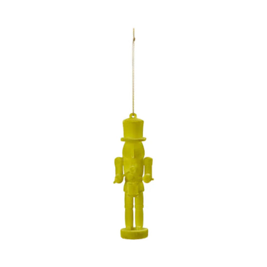 Flocked Toy Soldier Lime Ornament