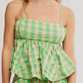 Mia Plaid Exotic Lime Combo Tank