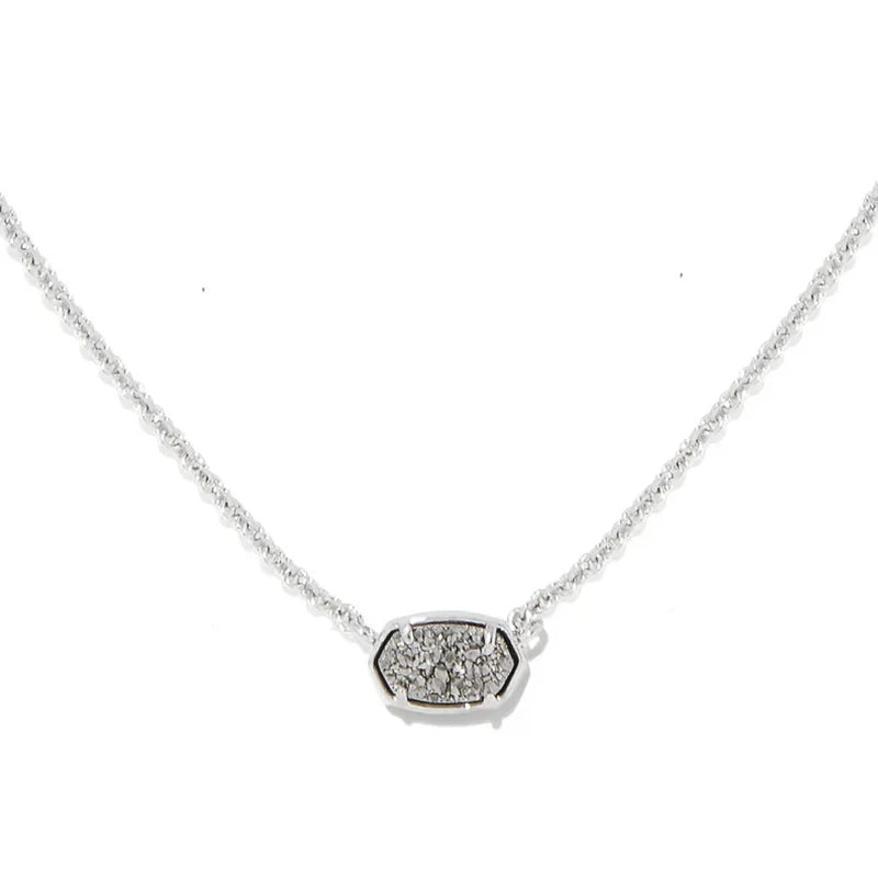 Emilie Short Pendant Silver Platinum Drusy