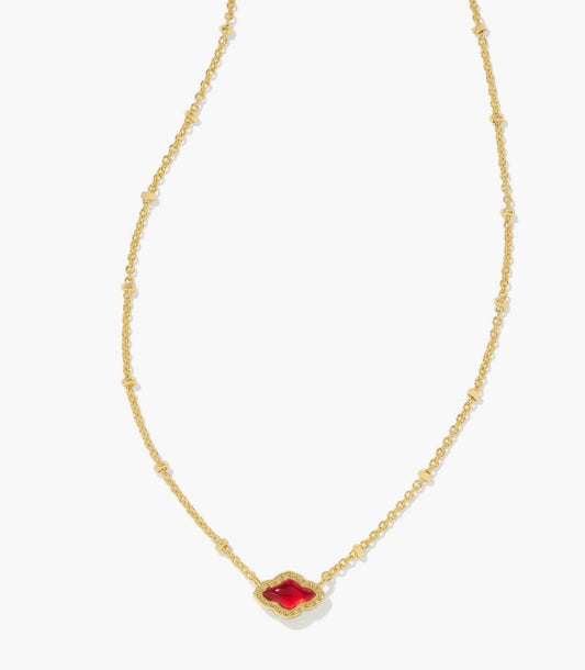 Mini Abbie Gold Satellite Short Pendant Necklace in Cranberry Illusion