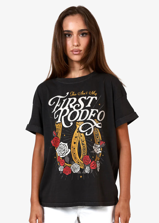 First Rodeo Vintage Black Graphic Tee