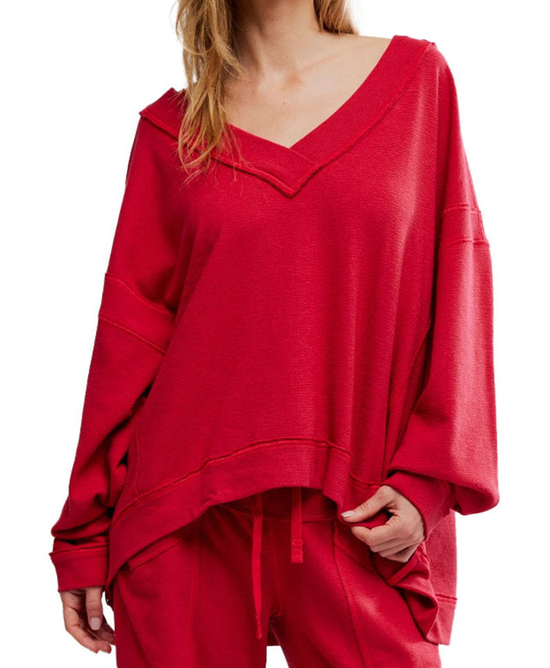 Staycation Deep Cherry Pullover