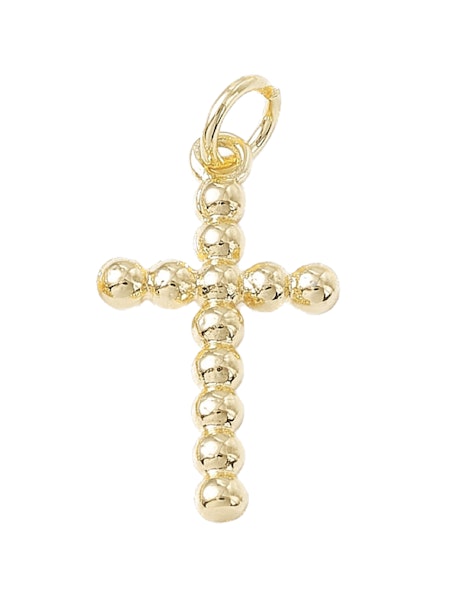 Beaded Gold Cross Charm