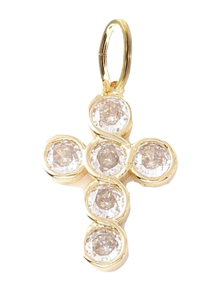 Round Stone Cross Charm