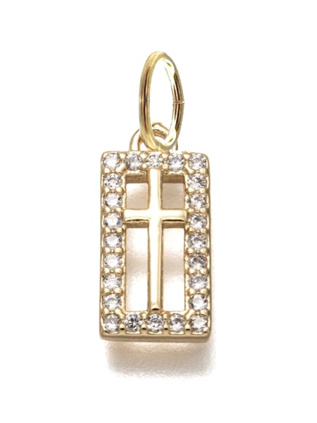 Rectangle CZ Cross Charm