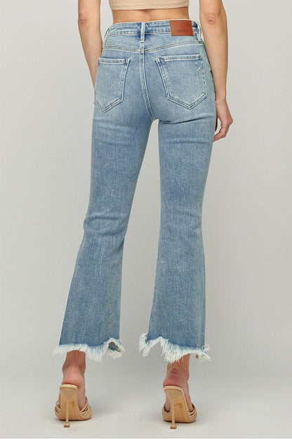 Happi Light Blue Super Fray Cropped Flare Denim