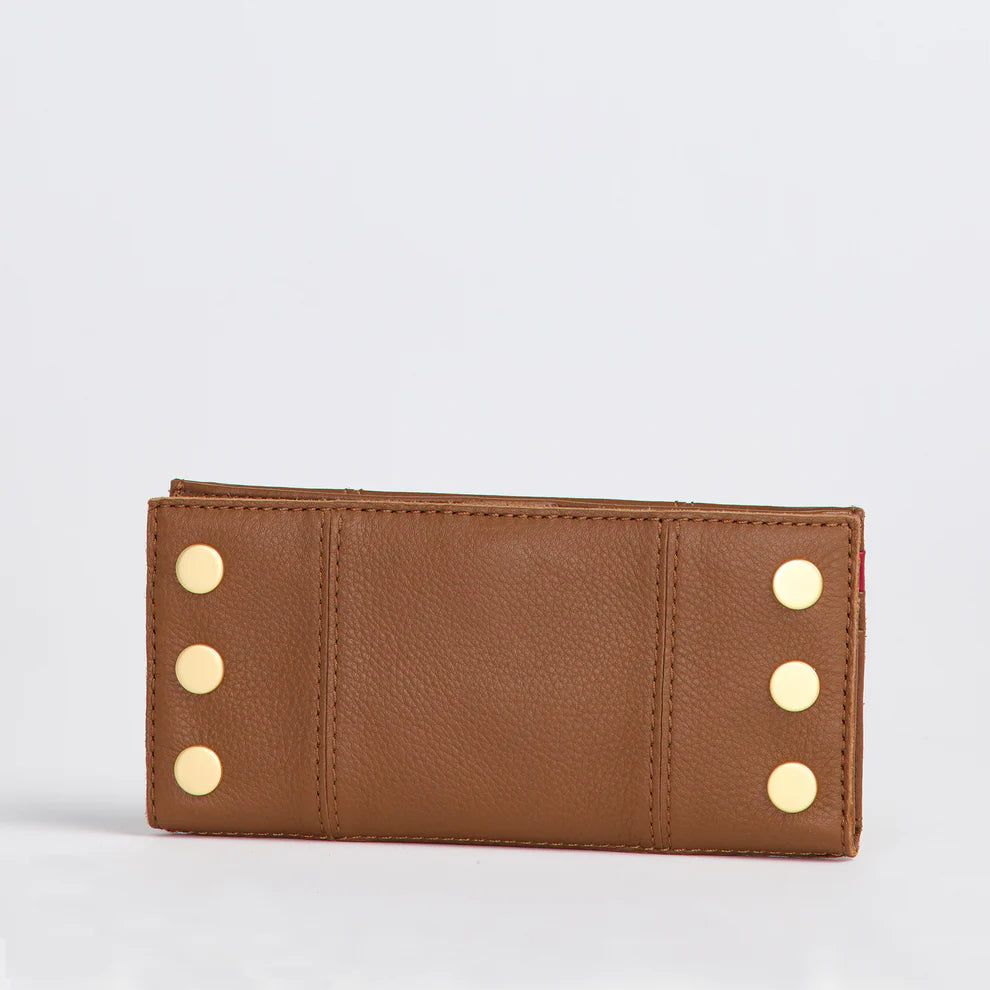 110 North Mahogany Pebble/Brushed Gold Red Zip Wallet