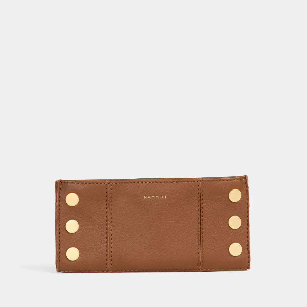 110 North Mahogany Pebble/Brushed Gold Red Zip Wallet