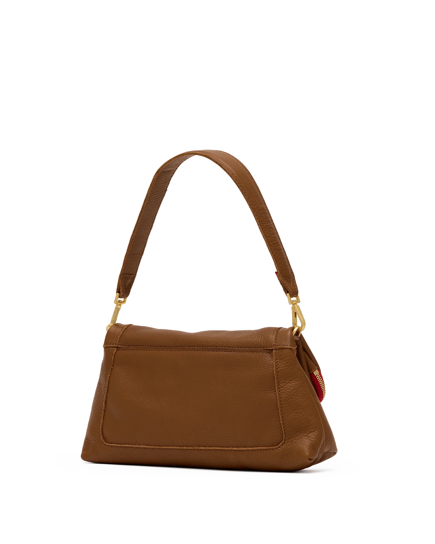 Beverly Med Mahogany Pebble/Brushed Gold Red Zip Handbag