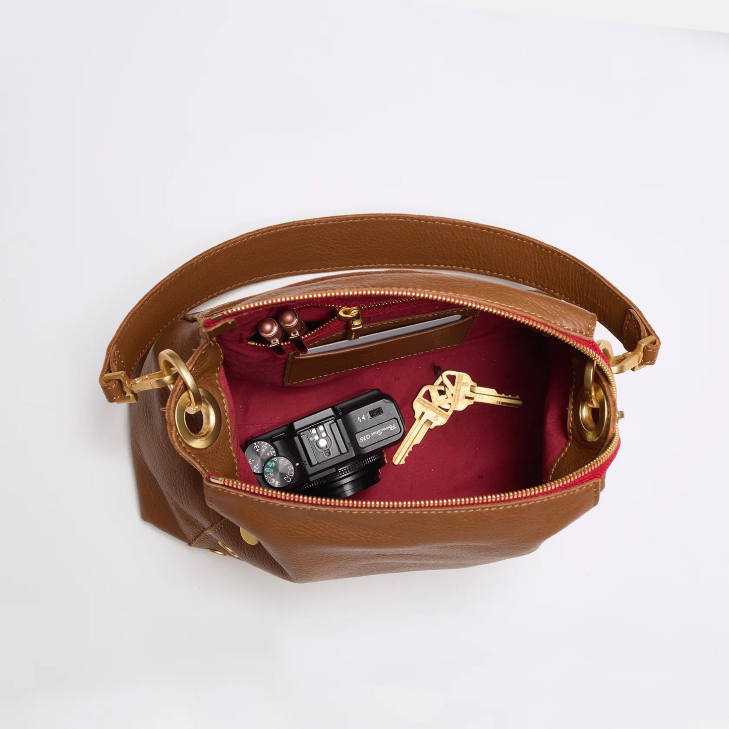 Bryant Med Mahogany Pebble/Brushed Gold Handbag