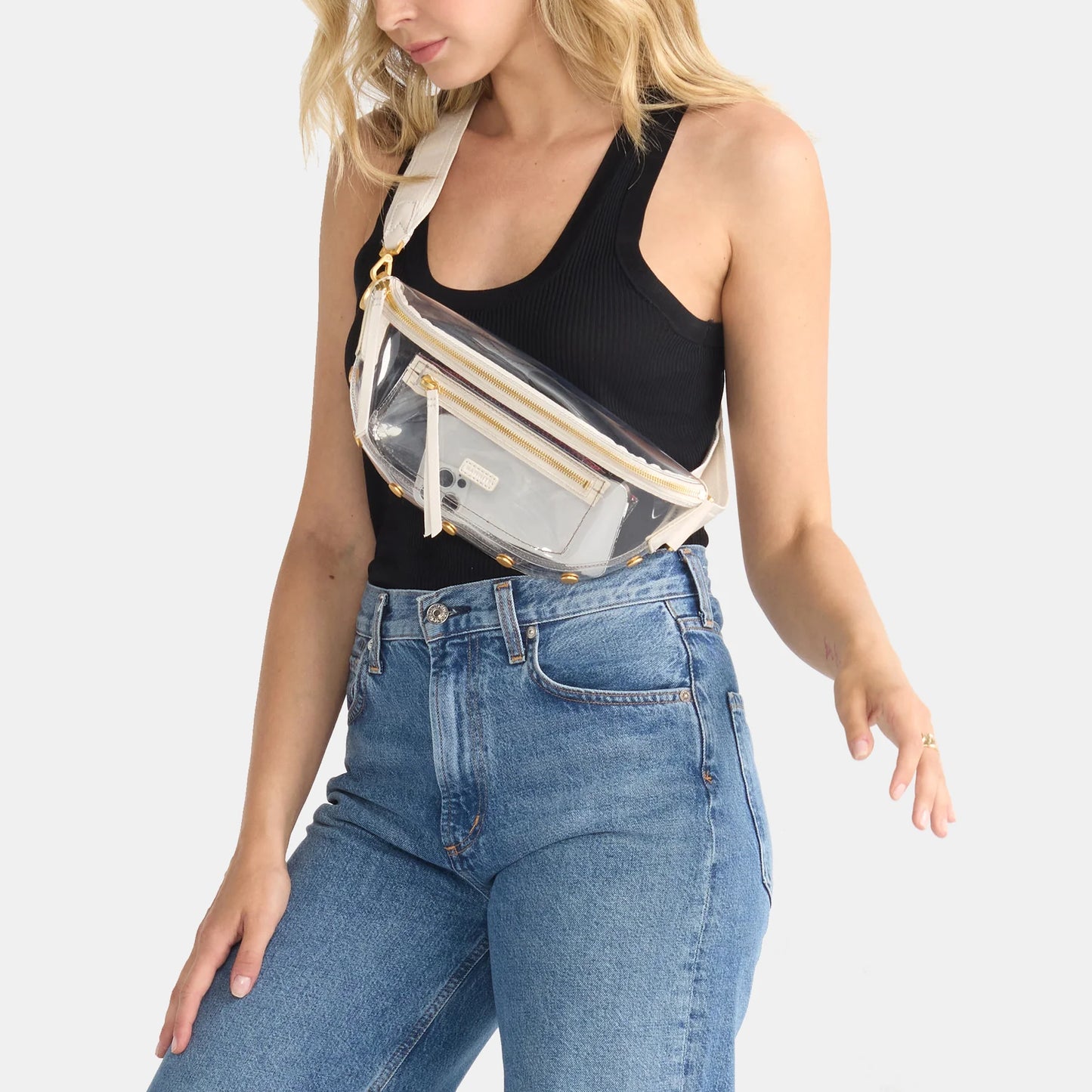 Charles Medium Clear Calla Lily White/Brushed Gold Crossbody