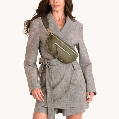 Charles Med Olive/Brushed Gold Crossbody