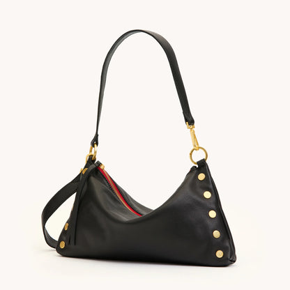 Kyle Med Black/Brushed Gold Red Zip Handbag