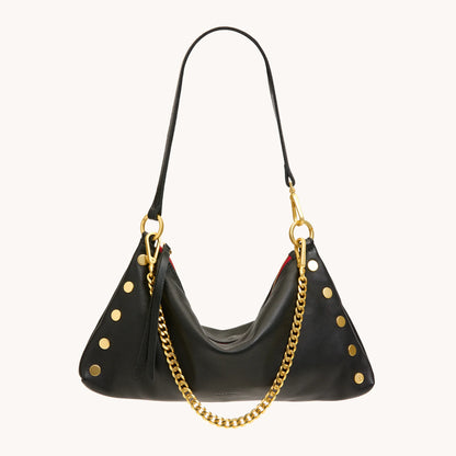 Kyle Med Black/Brushed Gold Red Zip Handbag