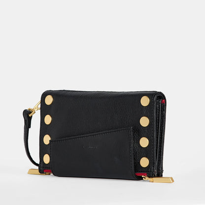 Levy  Black/Brushed Gold Red Zip Clutch Wallet